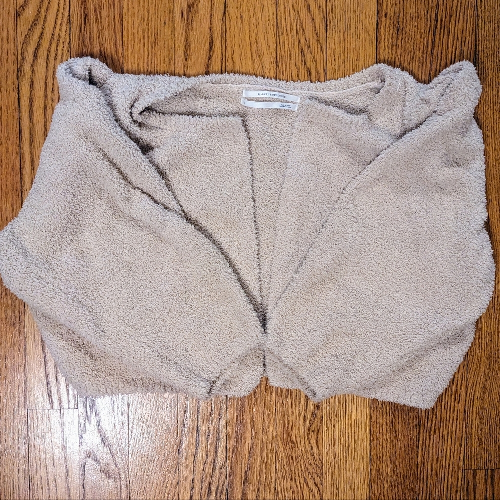 Anthropologie Beige Textured/Fuzzy Cardigan